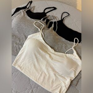 LOT of 5 cropped camis/tank tops with built in bras, size S
